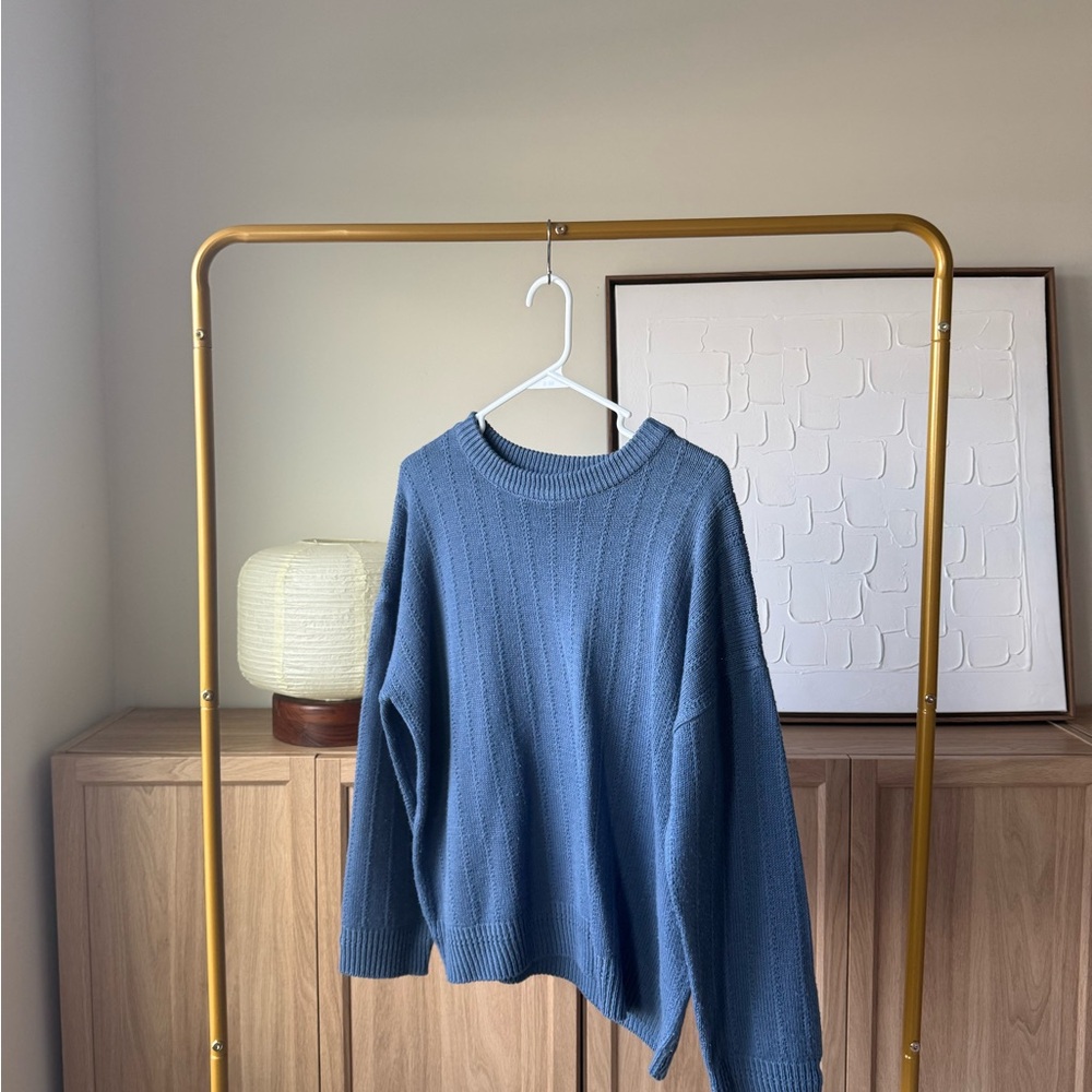 Classic Blue Knit Crewneck Sweater